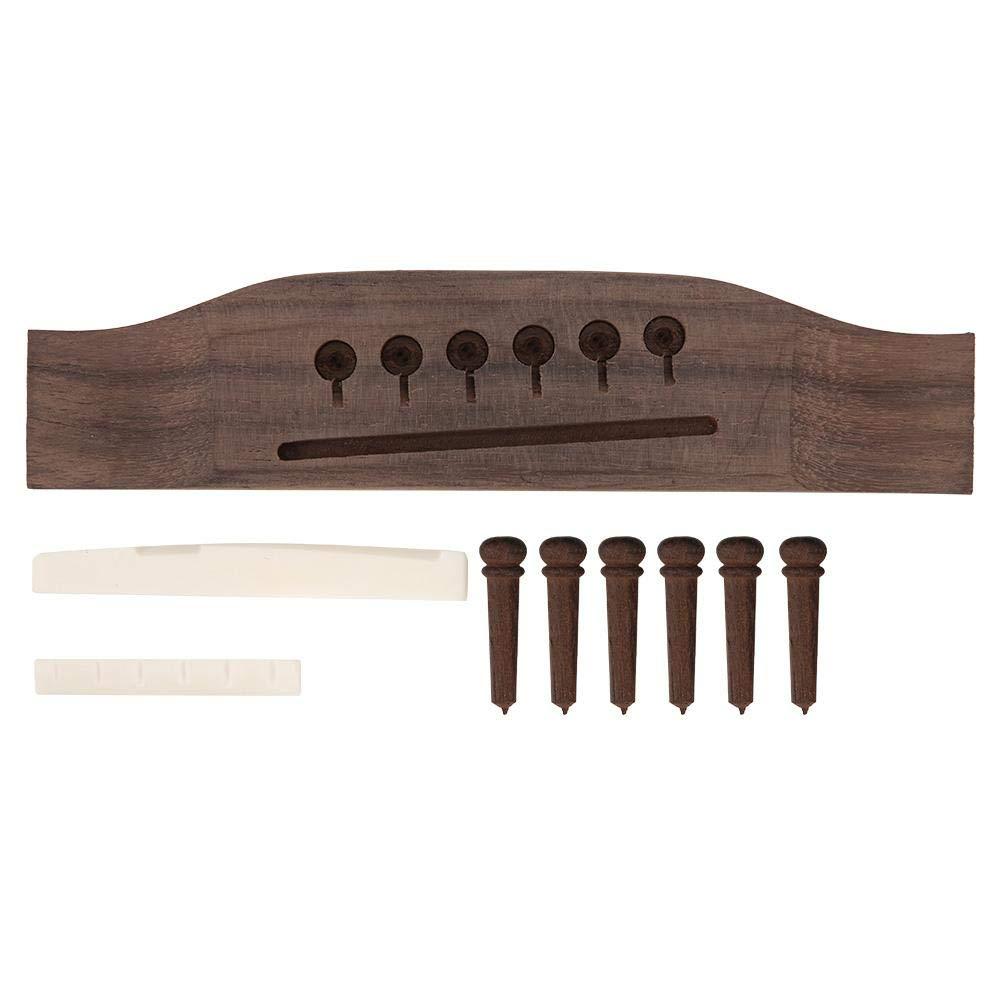 Drfeify Guitar Bridge Bone Nut Saddle,Rosewood Guitar Bone Saddle + 6Pcs String Pin Acoustic Guitar Upgrade Replacement Rosewood
