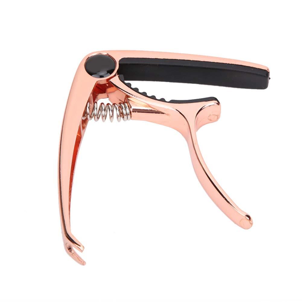 Guitar Capo Clamp,Key Tuner Zinc Alloy for Folk Guitar For 4‑6 String Guitar, Bass, Ukulele(rose gold) rose gold