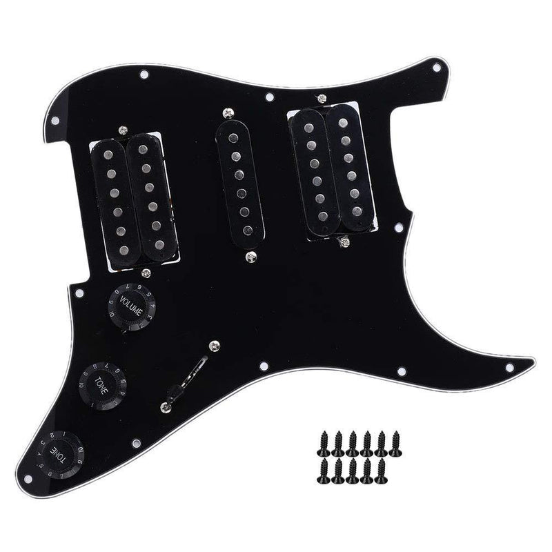 Keenso Strat Loaded Pickguard, 2 Colors Electric Guitar Board Loaded Strat Pickguard Humbucker with HSH Pickup Loaded Prewired for Fender Strat Black