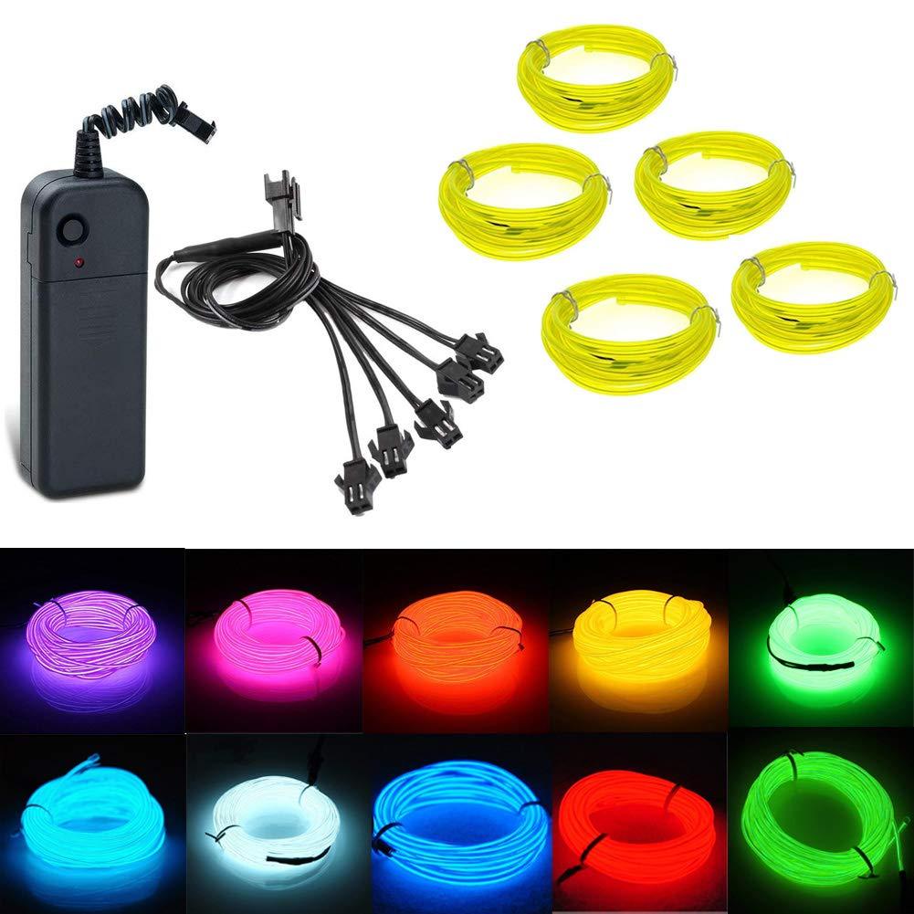 Kmruazre El Wire, Lights Strip , Neon Lights with 3 Modes Portable Battery Operated for DIY, Party, Xmas, Party, Wedding, Pub Decoration(5x1m/3ft, Fluorescent Green)