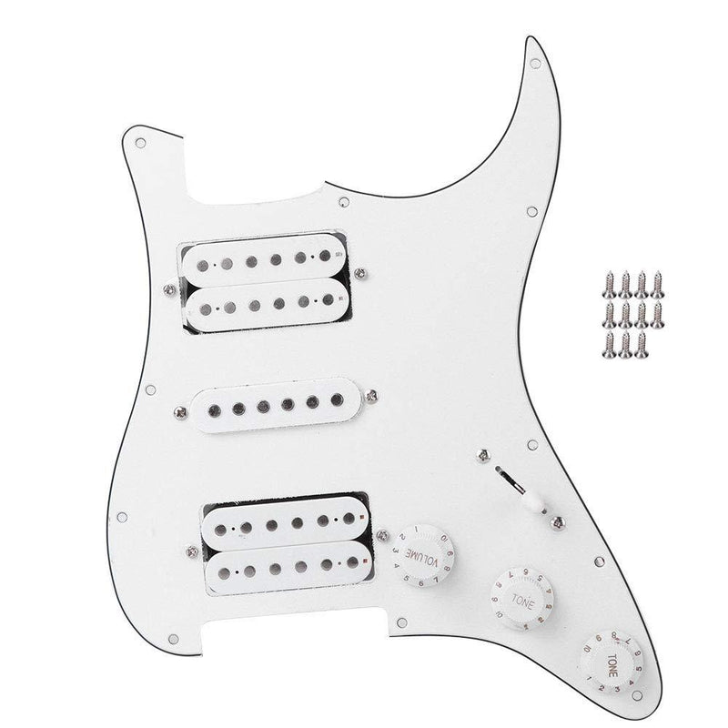 Electric Guitar Board, Metal PVC Guitar Pickguard Humbucker with HSH Pickup Loaded Prewired for Fender Strat(White) White