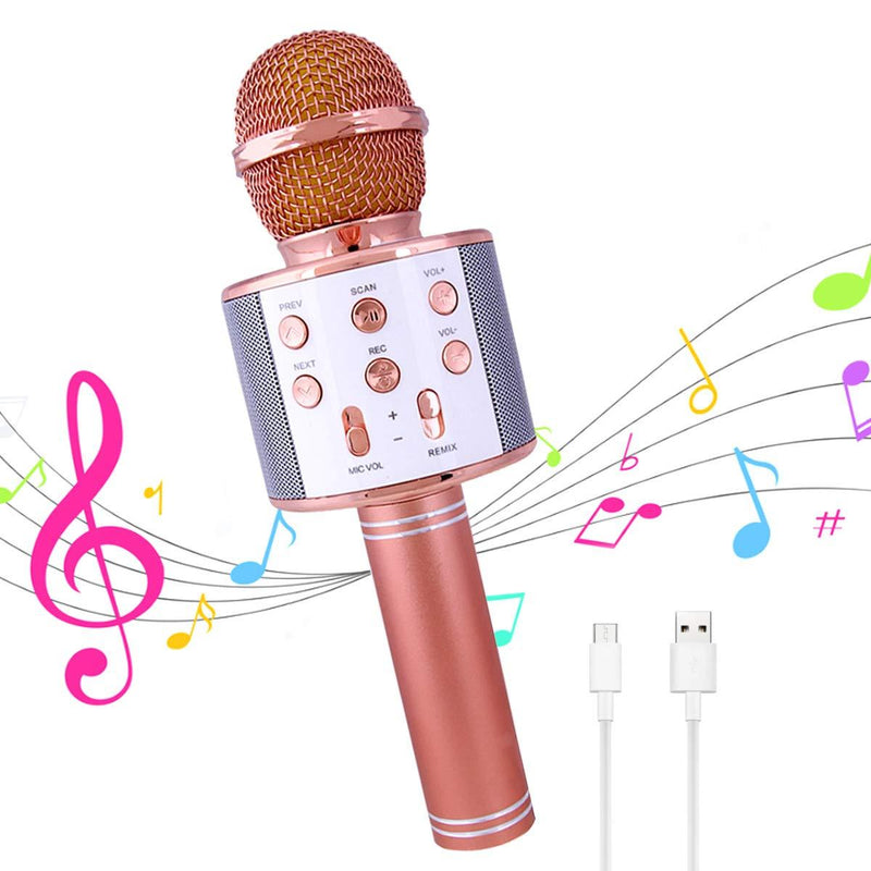 Wireless Karaoke Microphone,Bluetooth Dancing Handheld Portable Speaker Karaoke Machine,Compatible with Android & iOS Devices,Home KTV Outdoor Party (Rose Gold) UK-ZY-KE Karaoke Rose Golden