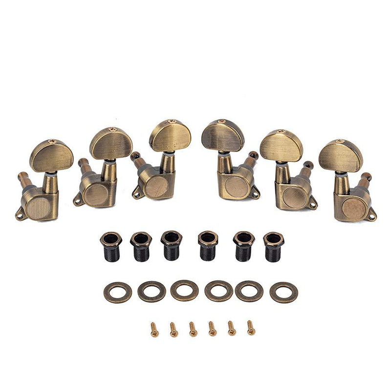 Alnicov 6PCS 3L3R Guitar String Tuning Pegs Sealed Machine Heads Tuners Kit for Epiphone Guitar Electric Acoustic Guitars Gear Ratio of 1:18-Bronze