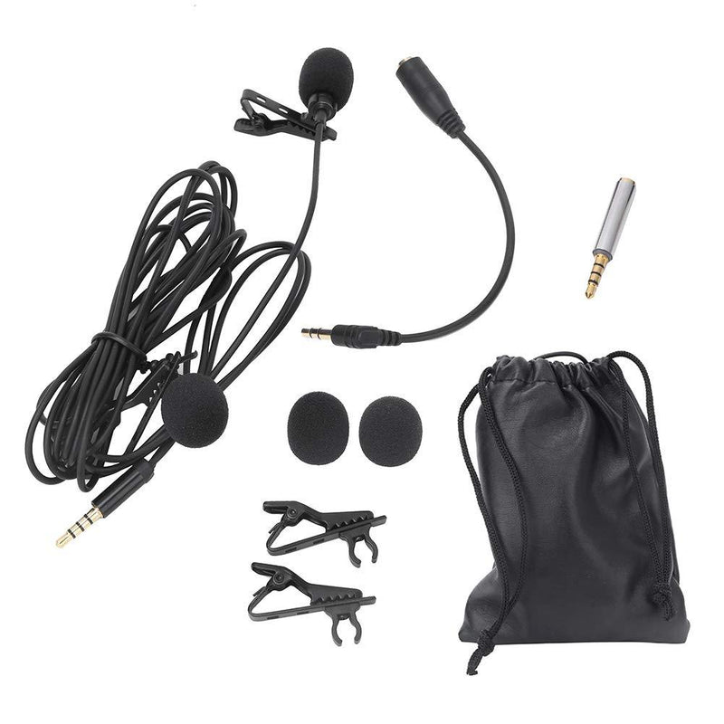 Black Ultra Light Phones Microphone Lavalier Clip Microphone Compact for Interviews and Double Live Broadcasts