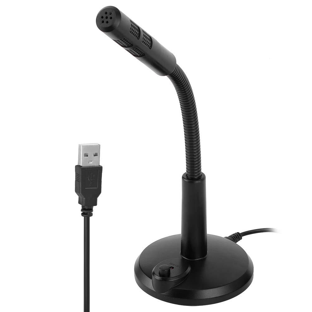 Updated Mini Black 4.5V Plastic USB Microphone, Recording Microphone, with Flexible Gooseneck for Web Chat Gaming Home Studio Singing