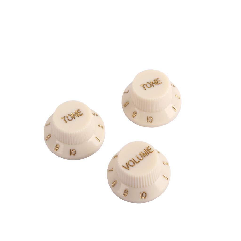 Alnicov Guitar Control Knobs 1 Volumn 2 Tone Fits Metric Pots Knobs Compatible For Fdstrat Stratocaster Style Electric Guitar Parts. (Creamy Yellow)