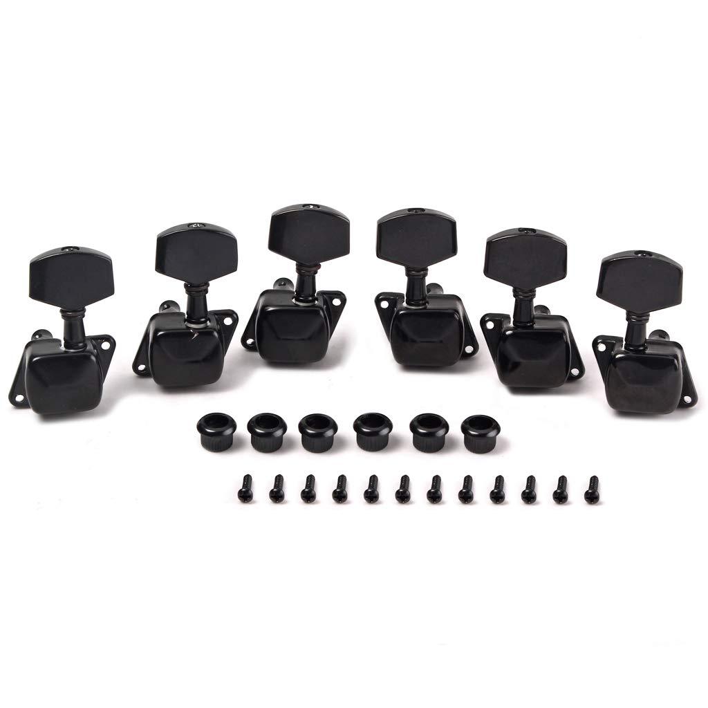 Alnicov Semiclosed Guitar Tuners 3L3R String Tuning Pegs Keys Machine Heads Set For Epiphone Les Paul Electric Guitar Or Acoustic Guitar, Black