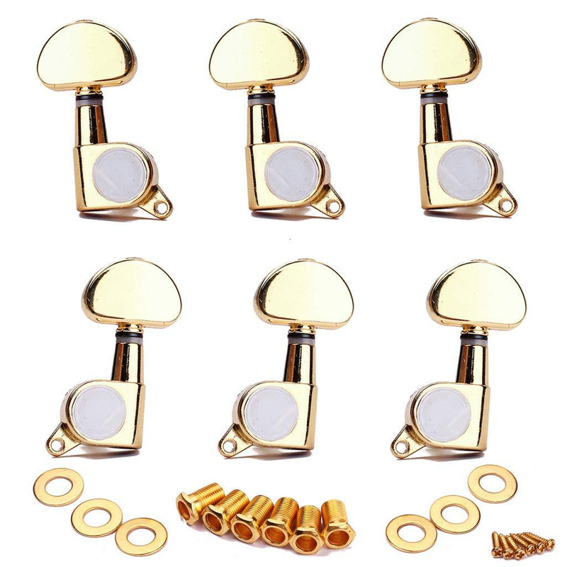 Alnicov Guitar String Tuning Pegs 3L3R Machine Heads Knobs Tuners Machine Head Set For Electric Or Acoustic Guitar, Gold