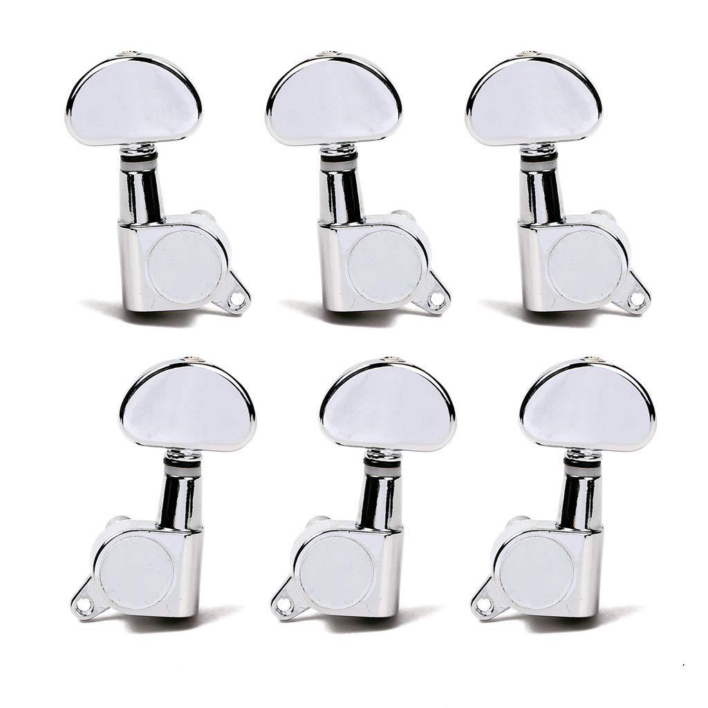 Alnicov Guitar String Tuning Pegs 3L3R Machine Heads Knobs Tuners Machine Head Set For Electric Or Acoustic Guitar, Chrome