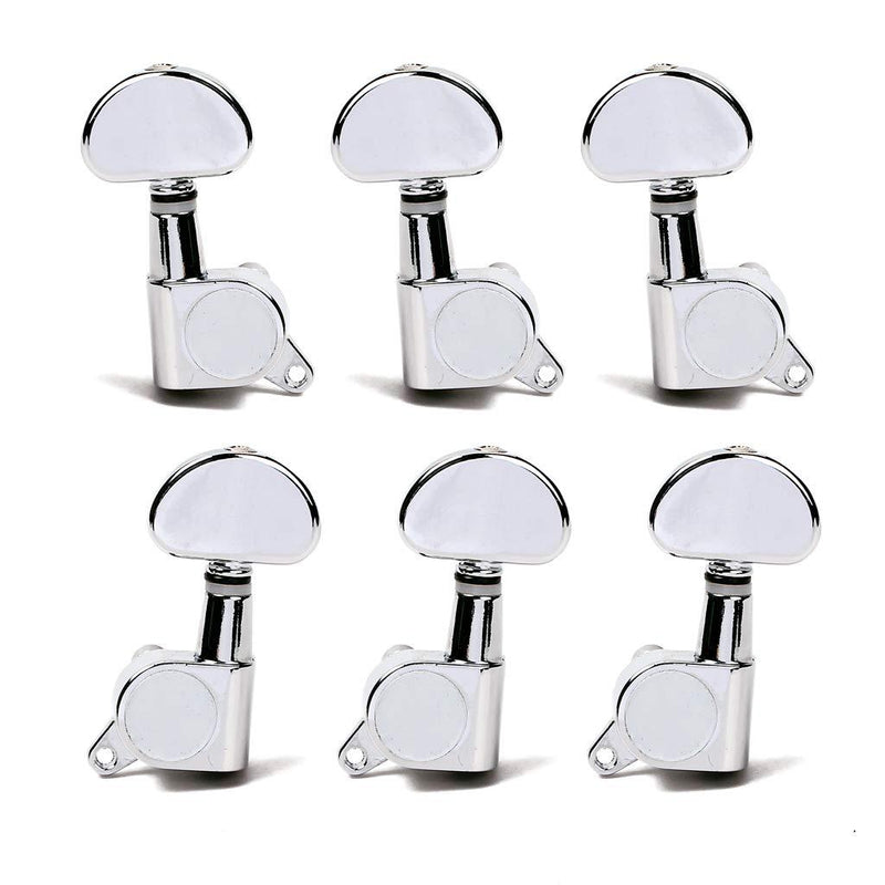 Alnicov Guitar String Tuning Pegs 3L3R Machine Heads Knobs Tuners Machine Head Set For Electric Or Acoustic Guitar, Chrome