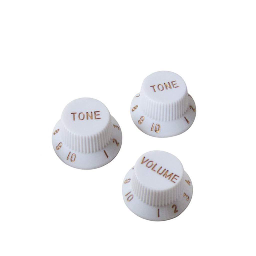 Alnicov Guitar Control Knobs 1 Volumn 2 Tone Fits Metric Pots Knobs Compatible For Fdstrat Stratocaster Style Electric Guitar Parts. (White)