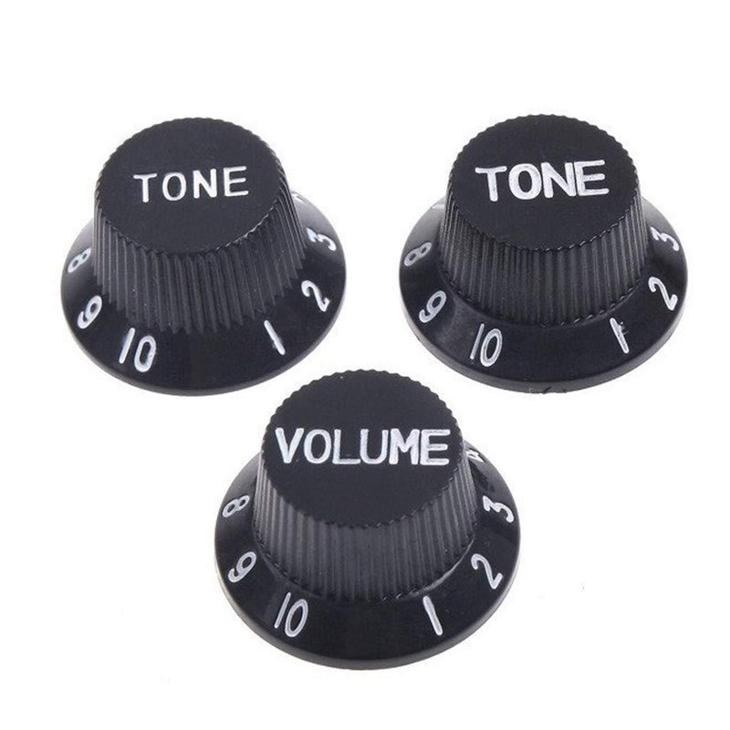 Alnicov Guitar Control Knobs 1 Volumn 2 Tone Fits Metric Pots Knobs Compatible For Fdstrat Stratocaster Style Electric Guitar Parts. (Black)