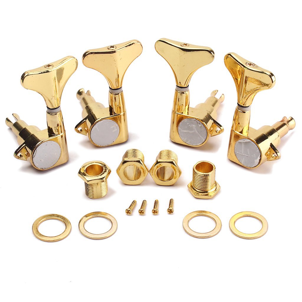 Alnicov Guitar Bass Tuning Pegs Machine Heads Bass Replacement Parts Gold 2R2L