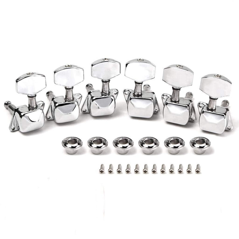 Alnicov Semiclosed Guitar Tuners 3L3R String Tuning Pegs Keys Machine Heads Set For Epiphone Les Paul Electric Guitar Or Acoustic Guitar,Chrome