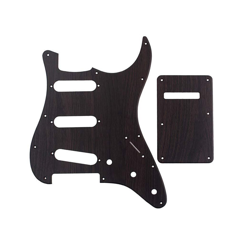 Alnicov 11 Hole Stratocaster Pickguard SSS PVC Rosewood Grain Guitar Pick Guard Back Plate for Standard Strat Guitar Replacement,3Ply