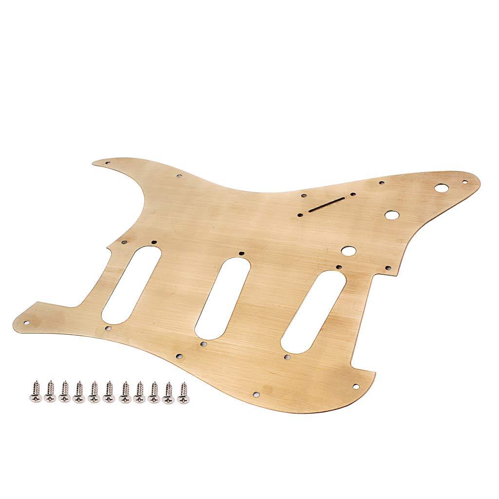 Alnicov 11 Hole Sss Guitar Strat Pick Guard Fits For Standard Strat Modern Guitar Replacement, Brass