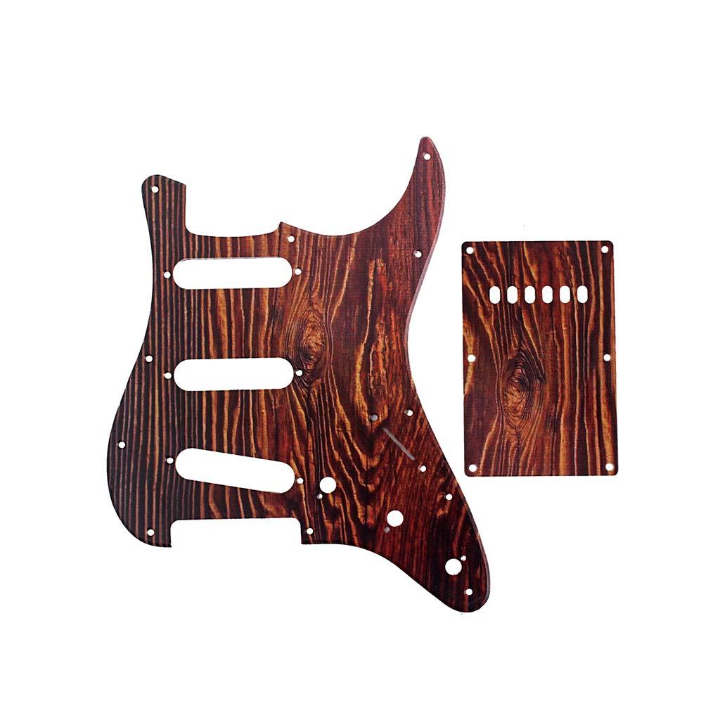 Alnicov 11 Hole Stratocaster Pickguard Sss Plastic Guitar Pick Guard Back Plate For Fender Standard Strat Guitar Replacement,Wood Color