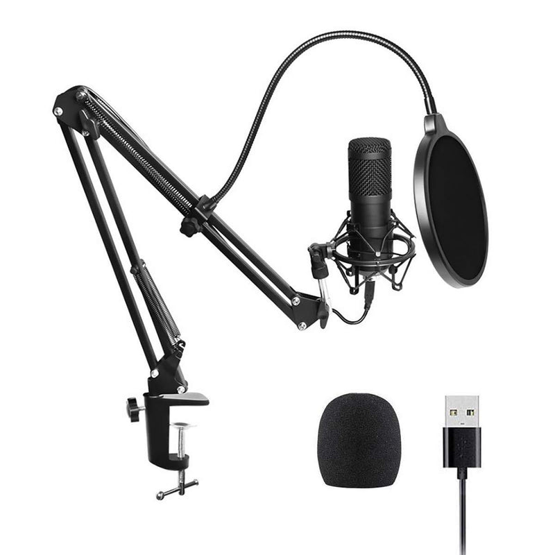 USB Microphone, Professional Condenser Computer Microphone Kit with Microphone Boom, Shock Absorber Holder, Pop Filter, for Broadcasting, Recording, Youtube, Podcasts and much more