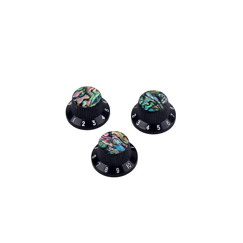 Alnicov Guitar Contral Knobs,Black Electric Guitar Speed Knobs With Abalone Shell Tone Volume Control Knobs 3 Pack