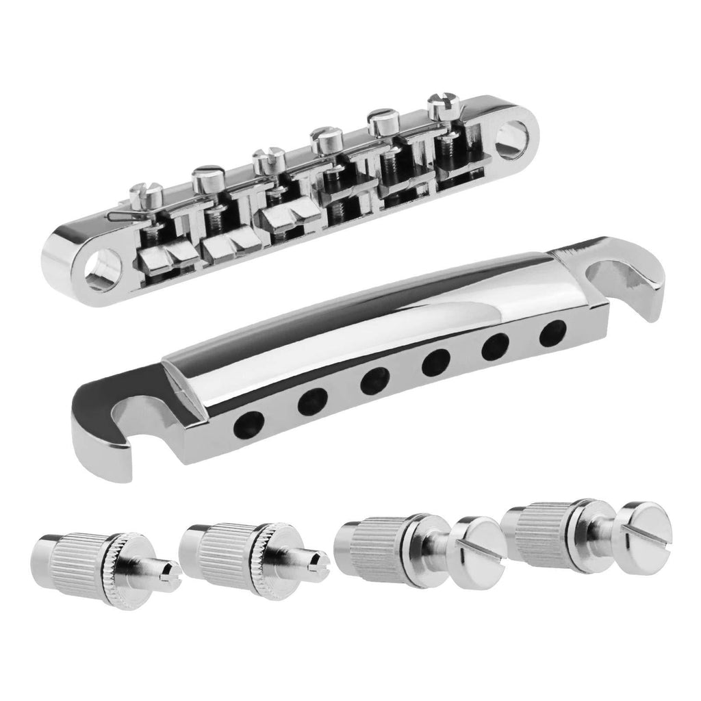 Silver Electric Guitar Tune-o-Matic Tailpiece & Bridge Set With Studs Mounting Accessories Fit For Epiphone Les Paul Replacement Parts Silver