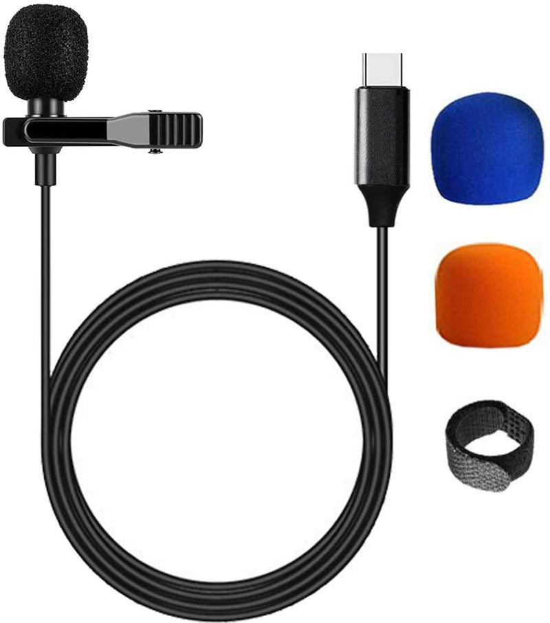 Type-C Lavalier Lapel Microphone for Android, Professional Omnidirectional Condenser USB-C Lapel Clip-on Lapel Microphone Perfect for YouTube, Interview, Conference or Audio Video Recording (6.6ft)