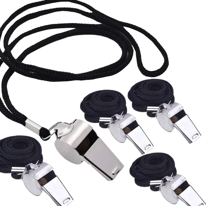 FHYT 5 PCS Metal Referee Whistle Stainless Loud With Lanyard For Various Sports Competitions Like Football Basketball Soccer 4.6 x 2 x 1.8 cm