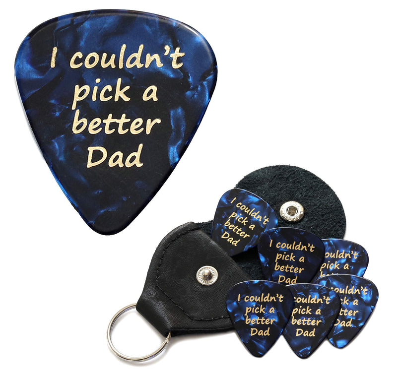 I couldn't pick a better Dad 6 Blue Guitar Picks With Leather Plectrum Holder Keyring