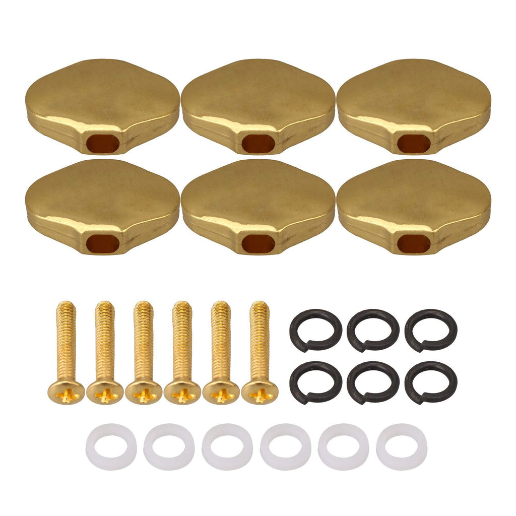 Mxfans Guitar Tuning Pegs Knobs Flower Type Tuner Button Caps Gold Set of 6