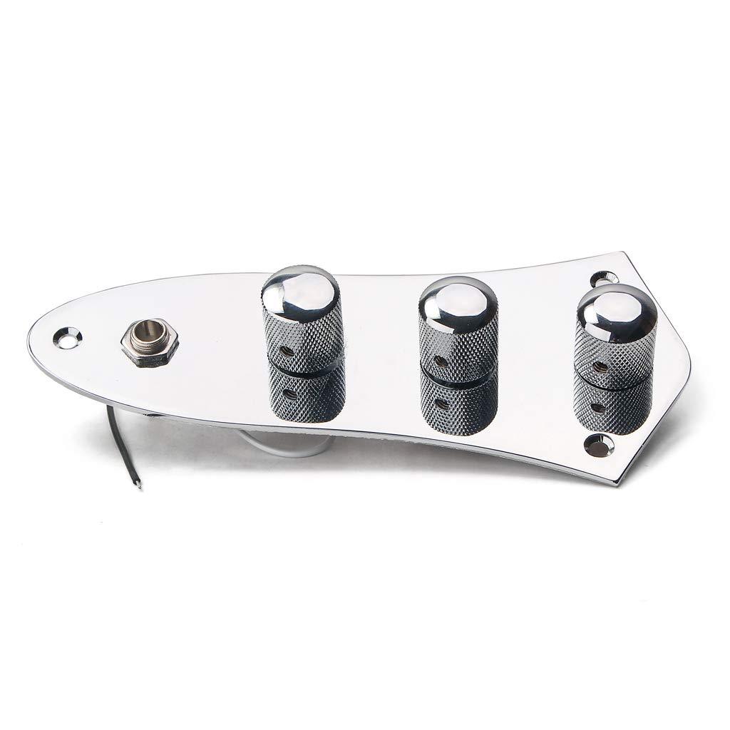 Alnicov Fully Loaded Control Plate Pre-Wired Control Plate With Chrome Metal Cap for Jazz Bass J Style Bass Guitar