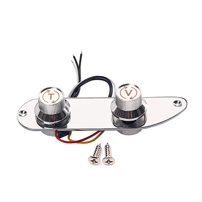 Alnicov Metal Prewired Guitar Control Plate Telecaster Control Plate For 51 P Bass Guitar,Chrome