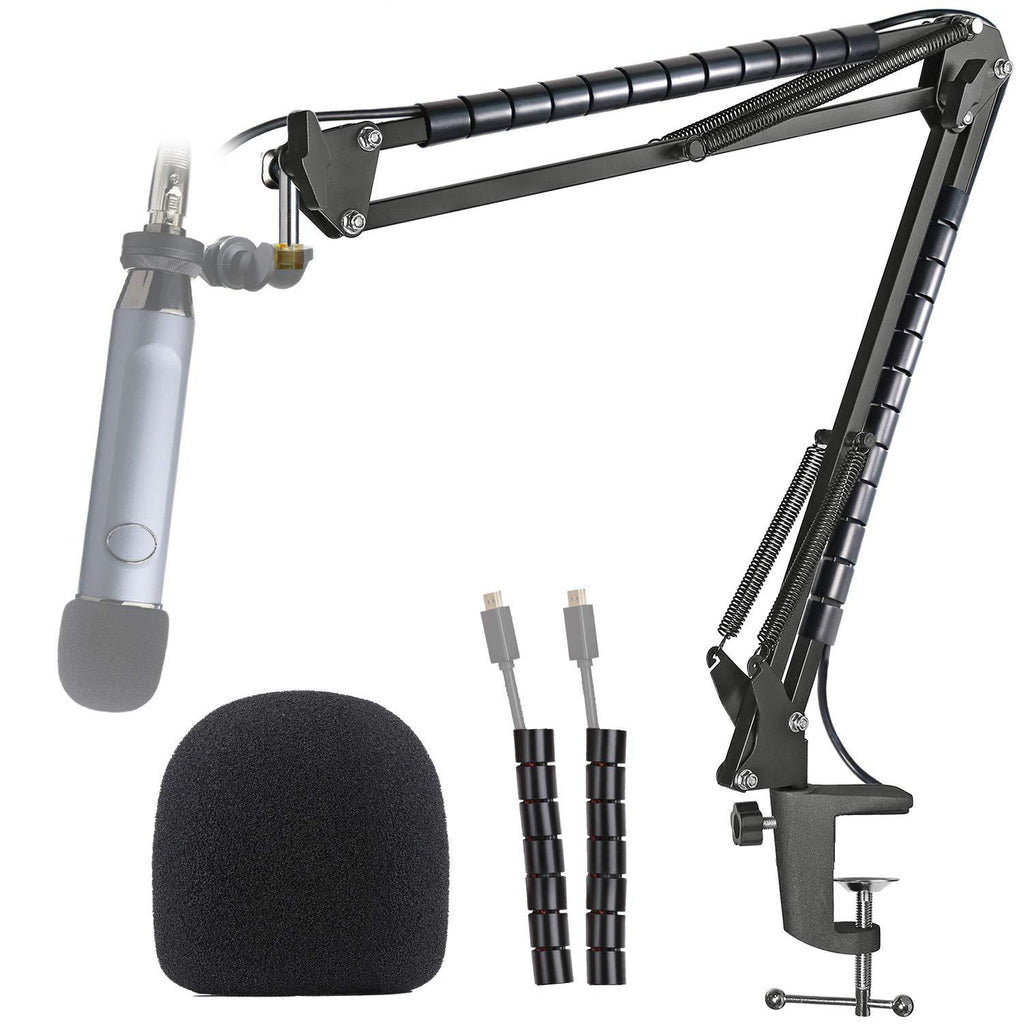 Ember Microphone Stand with Pop Filter - Microphone Boom Scissor Arm Stand with Windscreen, Cable Sleeve Compatible with Blue Ember Mic by YOUSHARES