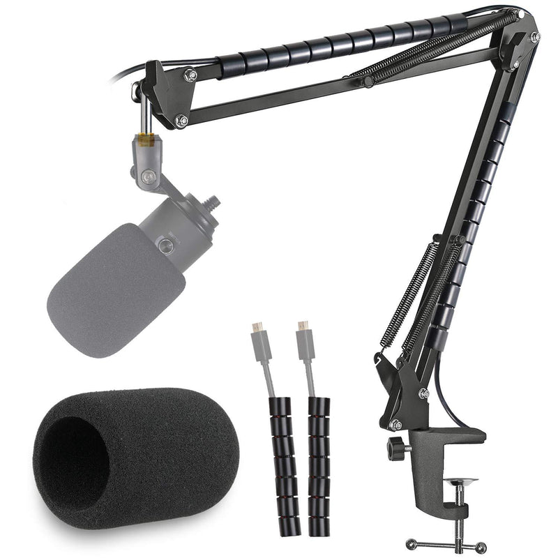 K669 Microphone Boom Arm Mic Stand, Foam Cover Windscreen and Cable Sleeve Compatible with Fifine K669 669B USB Podcast Microphone to Recording and Streaming by YOUSHARES Mic stand with Foam