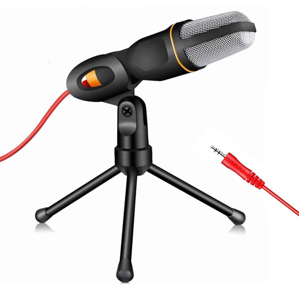 PC Microphone, 3.5mm Jack Condenser PC Recording Mic with Tripod Stand for Gaming, Singing,Podcast, Skype Chatting, YouTube Videos, Voice Overs and Streaming (Black) MKF-3.5