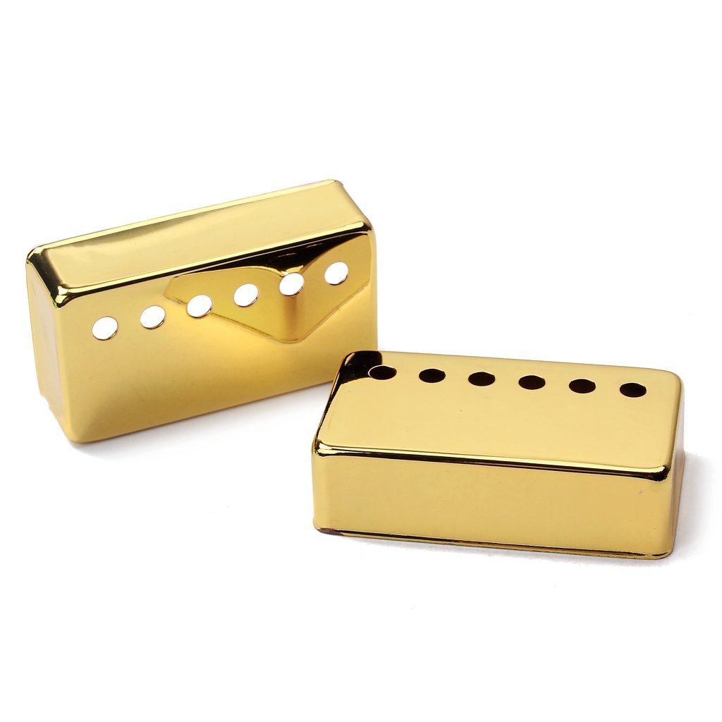 Alnicov Set Of 2 Humbucker Guitar Pickup Covers Brass Pickup Covers 50MM/52MM Pole Spacing Fits For Gibson Les Paul Guitar,Gold