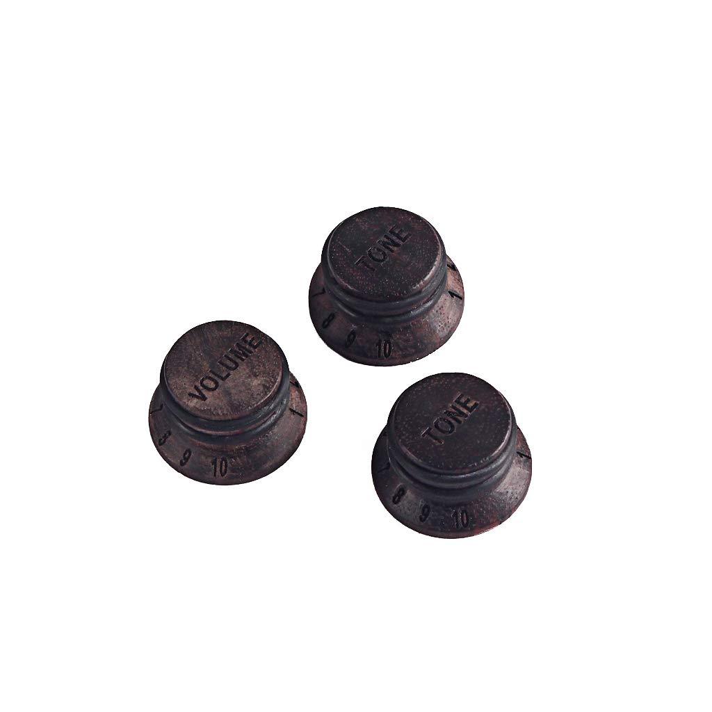 Alnicov 3 Pcs Guitar Speed Control Knobs For Guitar Bass Parts Volume Tone Knobs Top Hat,Rosewood