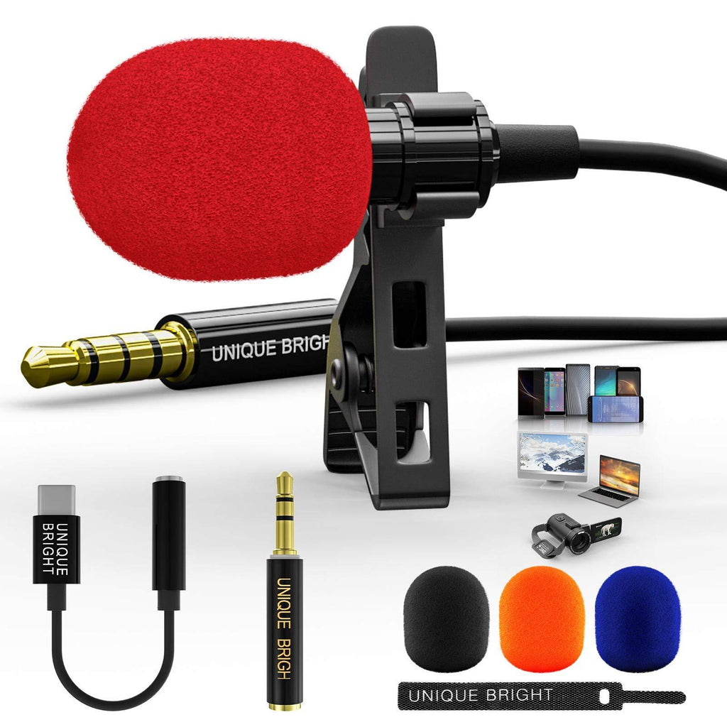 Lavalier Microphone Professional with Type-C Adapter for Recording/YouTube/Interview, Hands-Free lavalier Microphone for Smartphone/PC/Laptop
