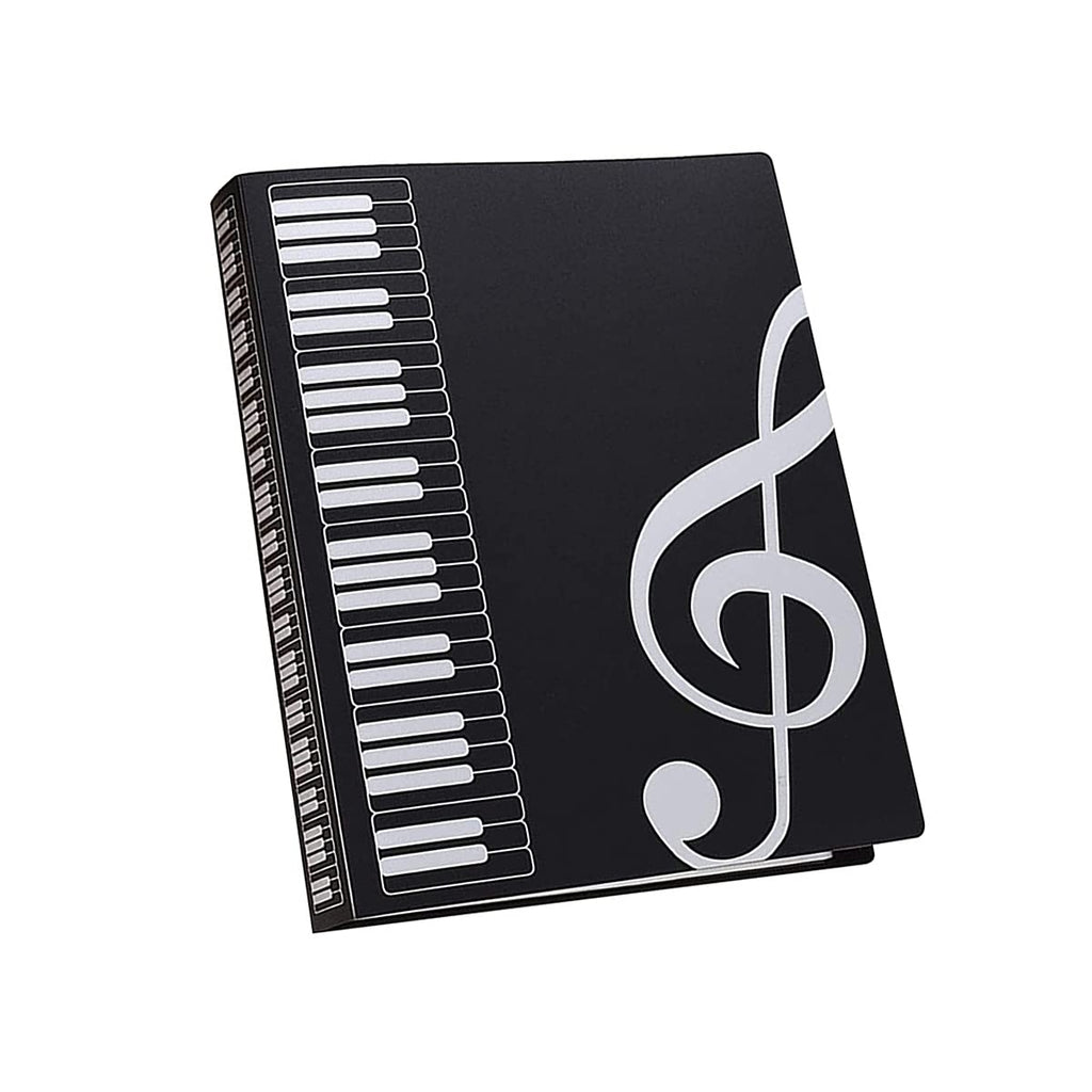 Music Sheet Folder Song File Clef Paper Storage Folder Plastic A4 Storage Rack for Treble Clef Musics Theme, Black