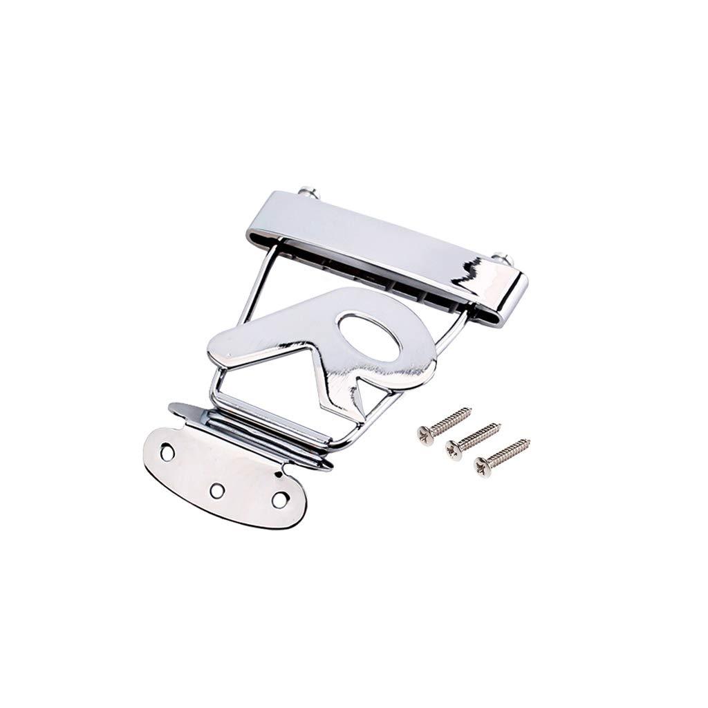 Alnicov Guitar Tailpiece Bridge Metal R Shape 6 String Semi Hollow archtop Jazz Bass Guitar Replacement Part Chrome