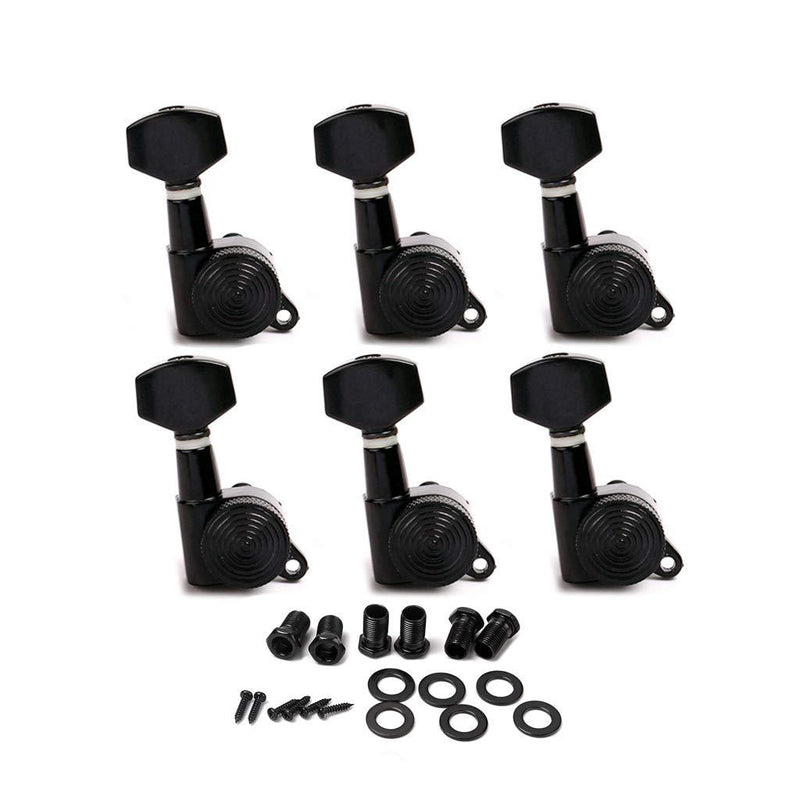 Alnicov 6R Inline Locked String Guitar Tuning Pegs keys Tuners Machine Heads Tuners Keys,Black