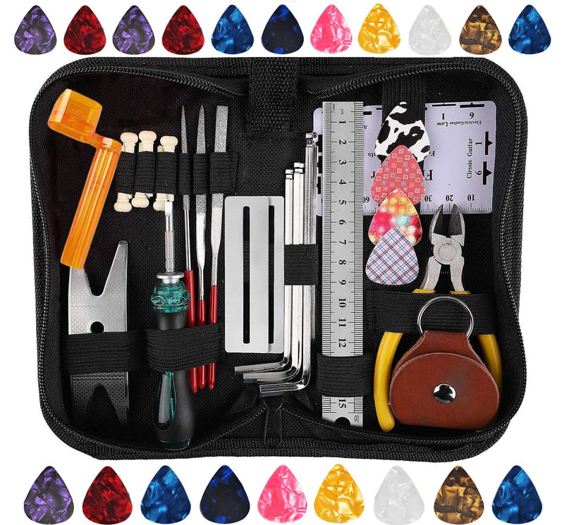 45Pcs Guitar Repairing Maintenance Tool Kit with Carry Bag, For Guitar Ukulele Bass Mandolin Banjo, Cleaning Maintenance Accessories Set, Perfect Gift for Music or String Instrument Enthusiast
