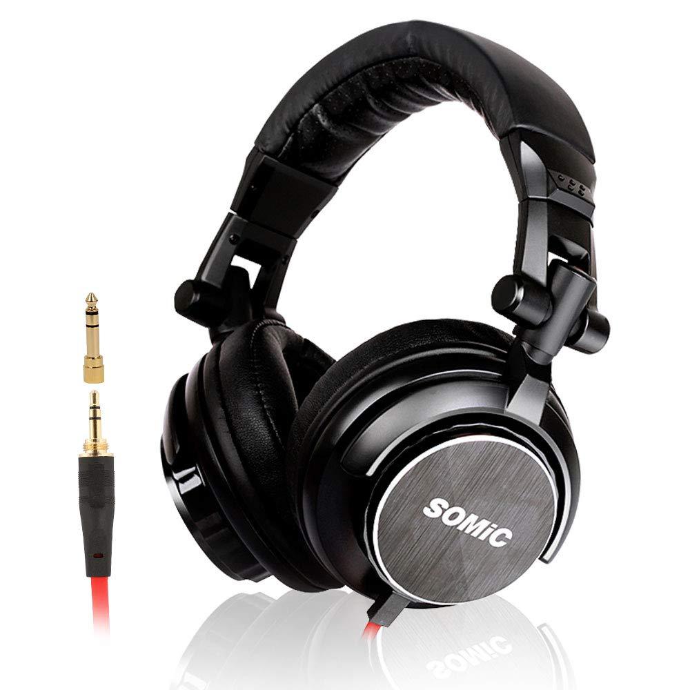 SOMiC Over Ear DJ Headphones for Monitor/HiFi Keyboard Guitar amp, Noise Canceling, Foldable Music DJ Headsets, with 3.5/6.5 MM plug (Black)