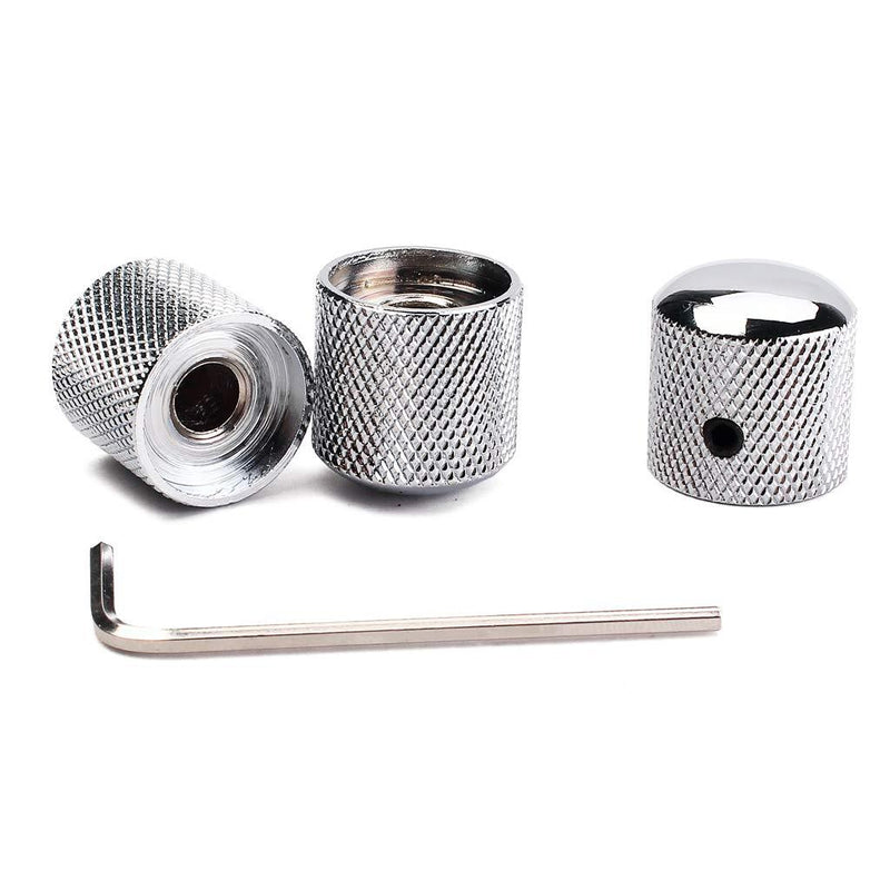 [AUSTRALIA] - Alnicov Precision Guitar Control Knobs With 1/4" (6.4MM) Dia. Shaft Pots - Set Of 3 Knurled Potentiometer Dome Knobs - Chrome 