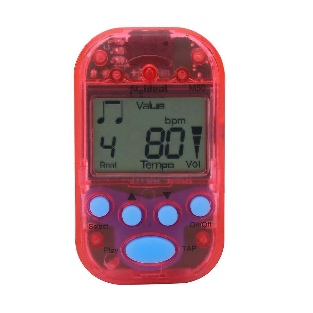 Portable Mini Metronome Multi-functional Digital Beat Tempo suitable for Piano Violin Guitar Drum (Red) Red