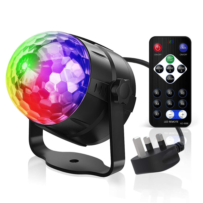 Disco Lights, Tintec Sound Activated DJ Party Lights Rotating Ball Lights 5W 7 Modes RGB LED Stage Lights with Remote Control for Home Holidays Dance Parties Birthday and Christmas