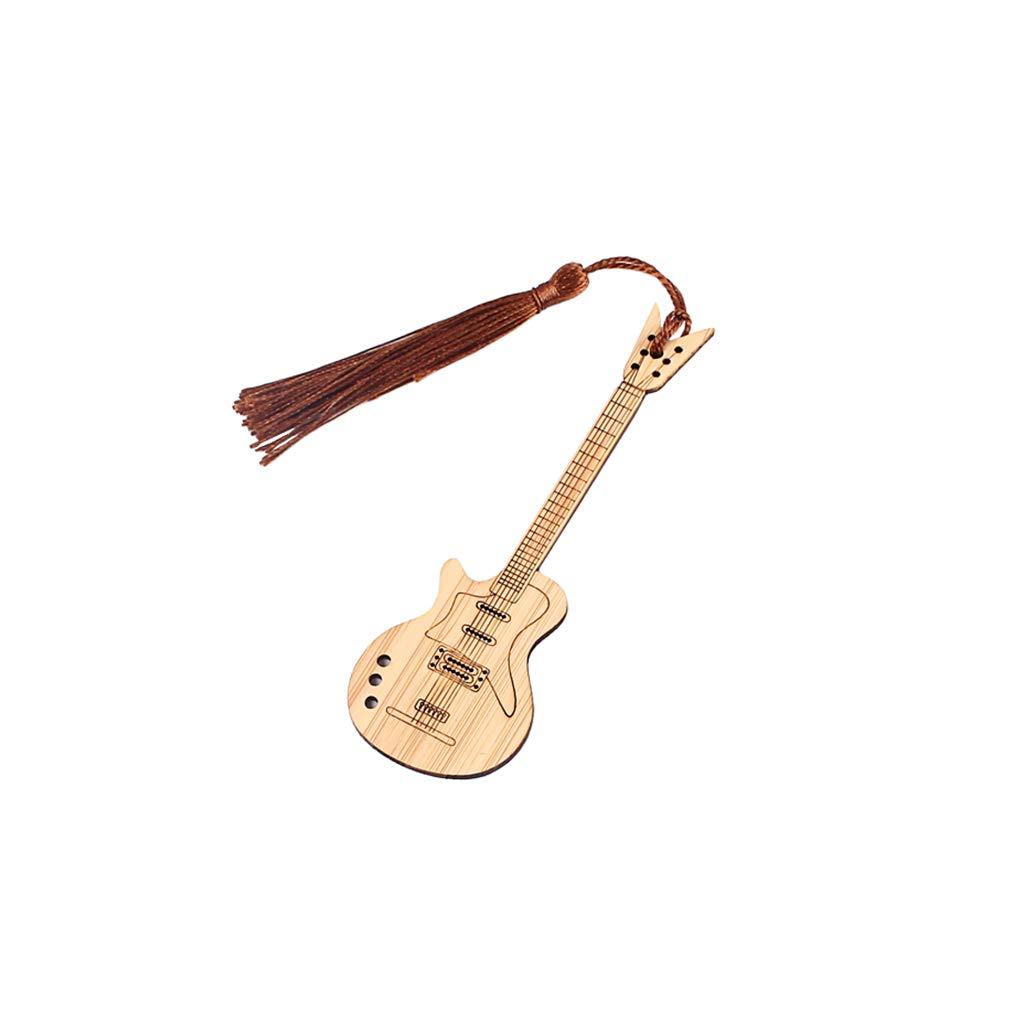 Alnicov Design Guitar Bamboo Bookmark With Tassels For DIY Projects and Gifts Tags-1C11