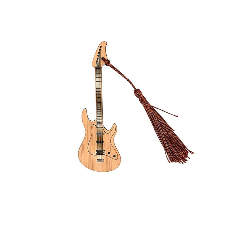 Alnicov Design Guitar Bamboo Bookmark With Tassels For DIY Projects and Gifts Tags-1C09