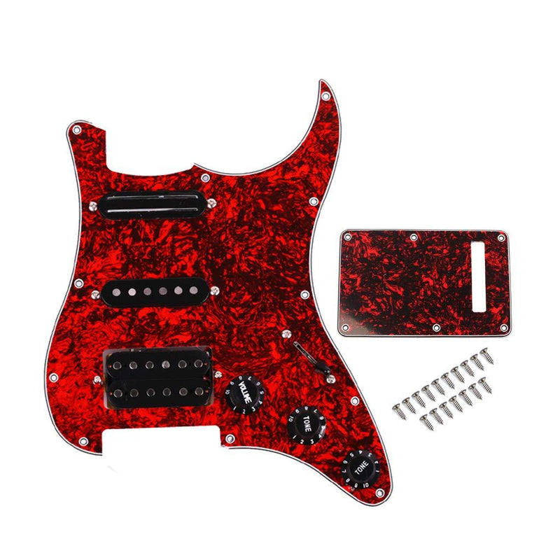 Alnicov Surfing Loaded Prewired Pickguard Guard Plate With SSH Pickup For Electric Guitar,Red Pearl