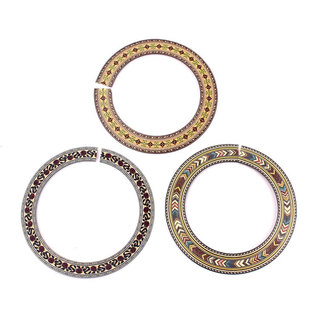 Alnicov Wood Acoustic and classical Guitar Soundhole Rosette Inlay Guitar Sound Hole Decoration 3 PieceS