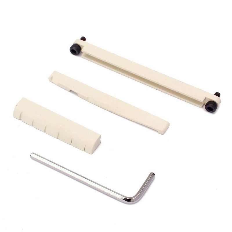[AUSTRALIA] - Alnicov Guitar Brigde Saddle Set,Adjustable Lifting Guitar Brigde Saddle Upper Lower Nut Set for 6 String Acoustic Guitar,White 