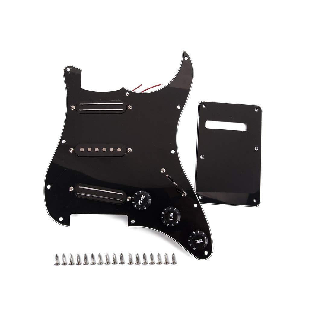 Alnicov Black 3-ply SSS Dual Rail Pickups Loaded Prewired Pickguards for 11 Hole Electric Guitar,black